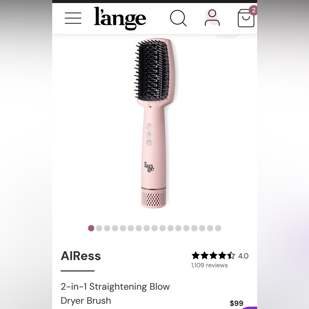 L’ange Airess luxurious salon-quality 2-in-1 straightening blow dryer brush.